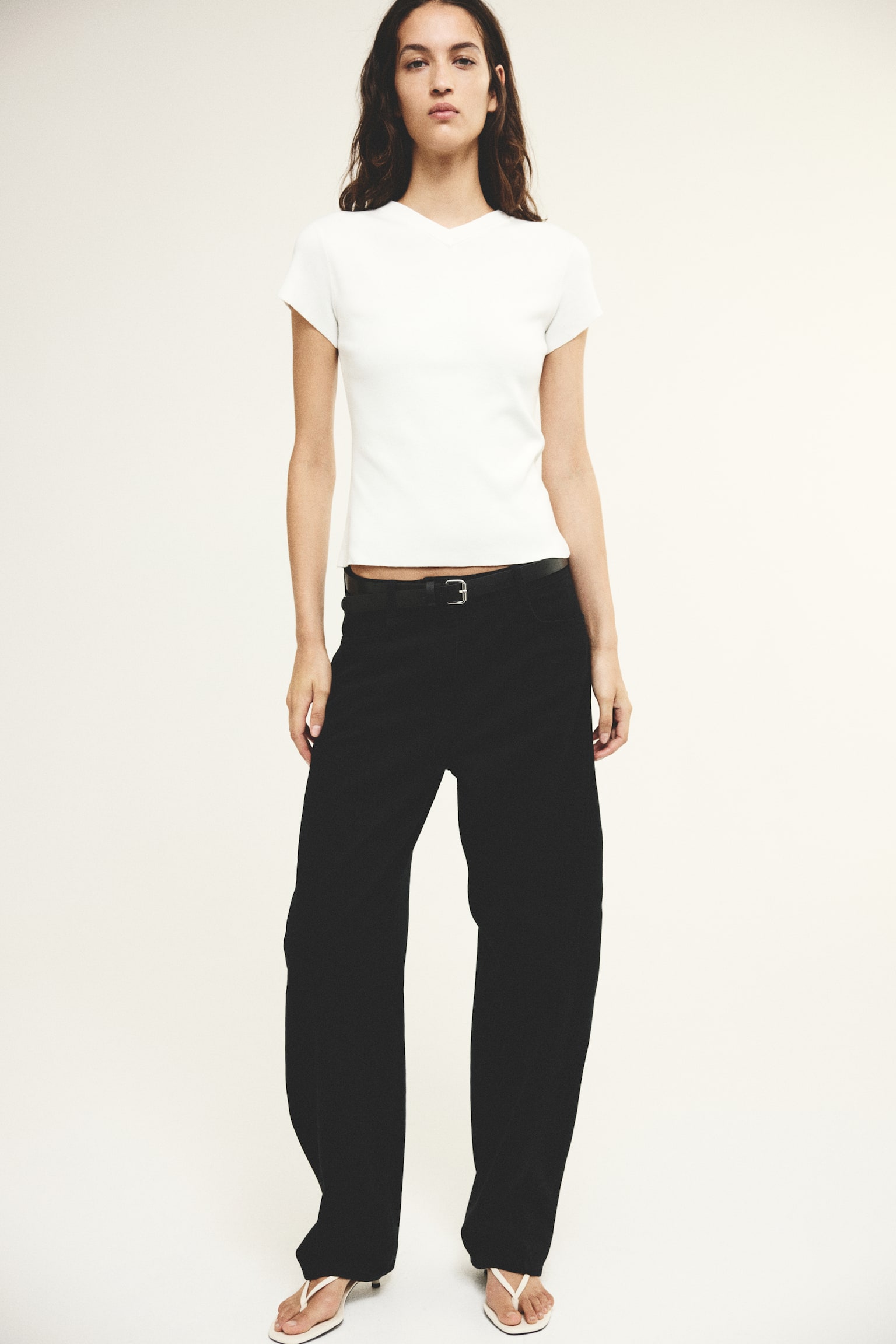 Barrel High Waist Jeans - Черен/Тъмнокафяв/Кремав - 1