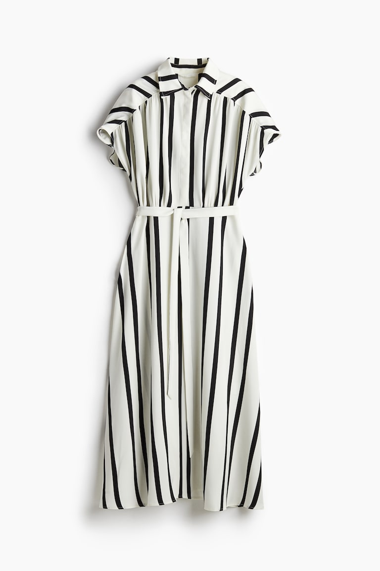 Women's White/Black striped Tie-belt dress | H&M Women's White/Black striped Tie-belt dress | H&M
