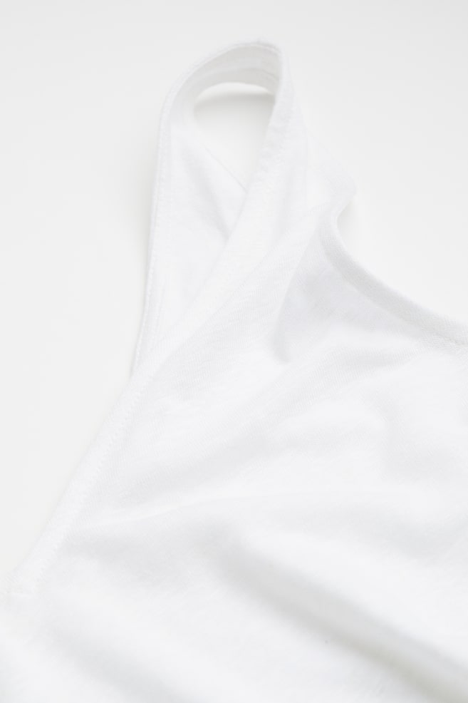 Linen-blend vest top - White/Dark blue - 5