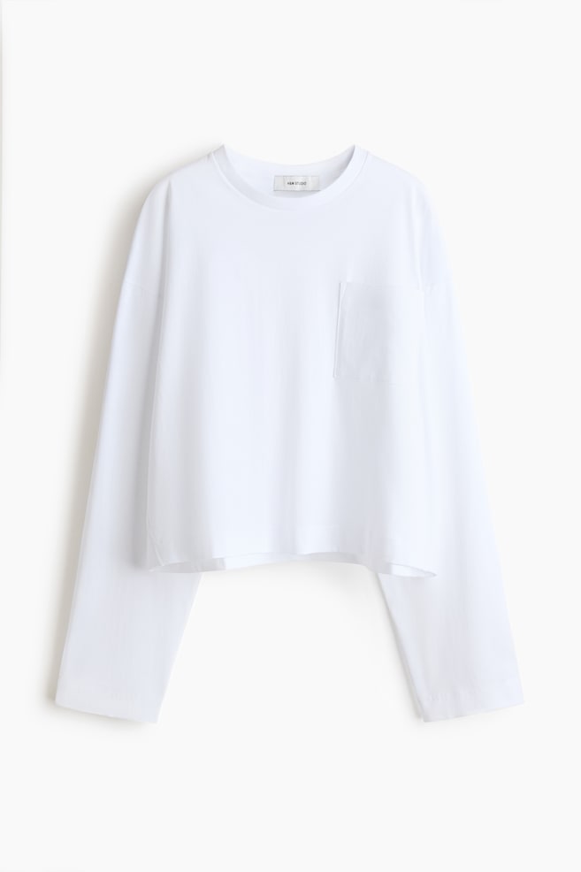 Pocket-detail top - White/Khaki green - 1
