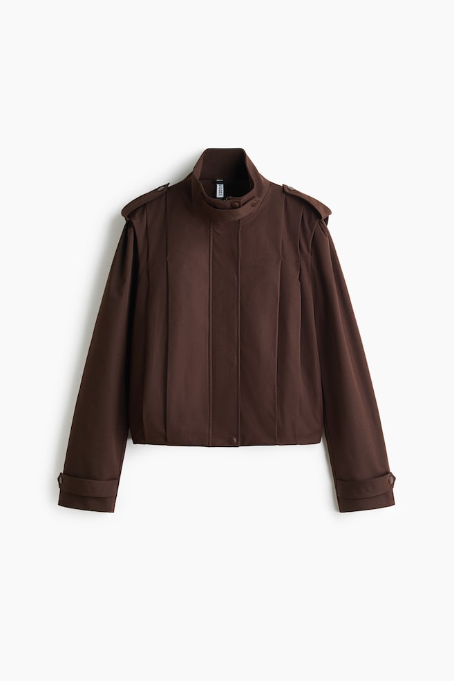 Oversized pleated jacket - Dark brown - 1