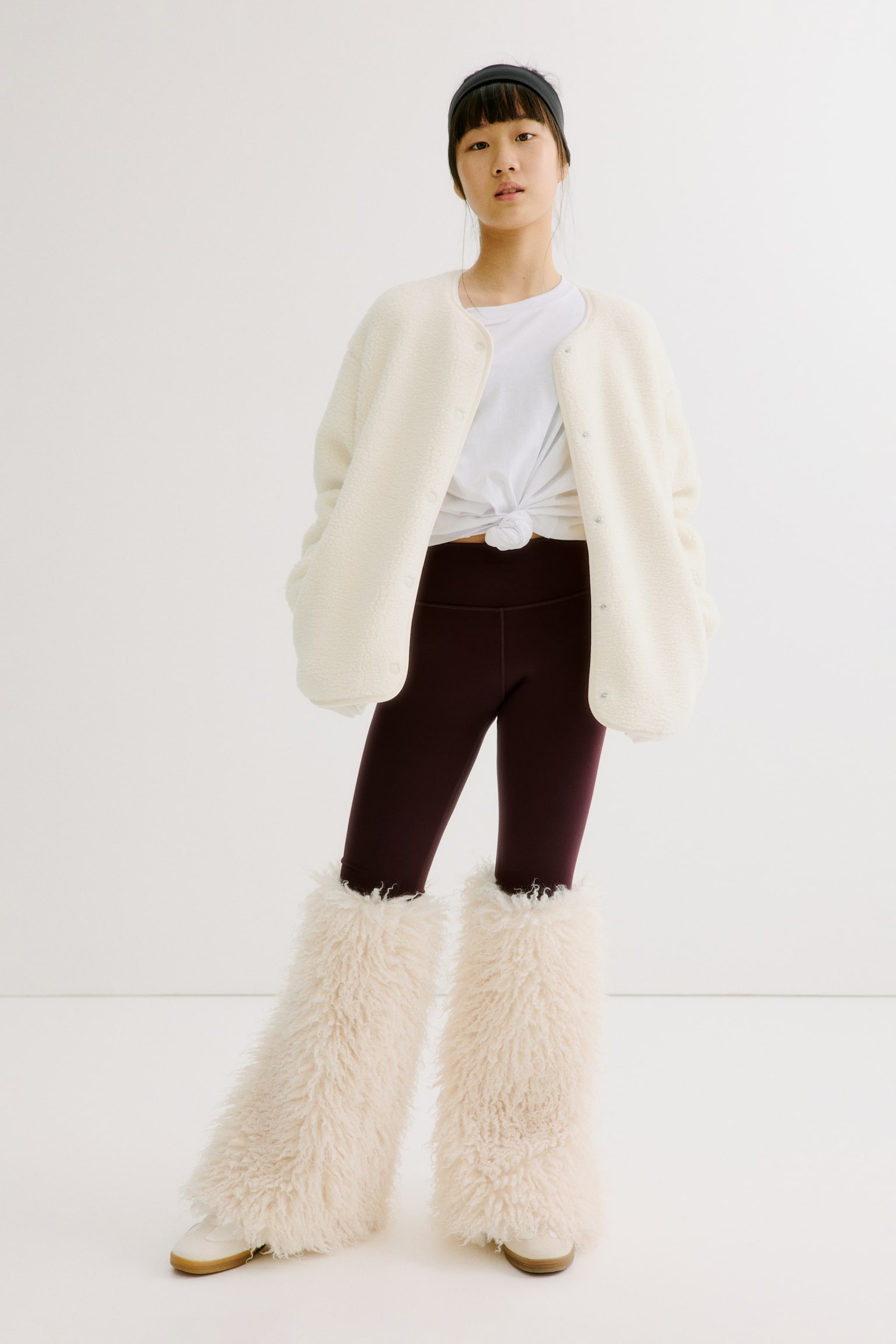 Oversized Fit Teddy sports jacket - Cream - 1