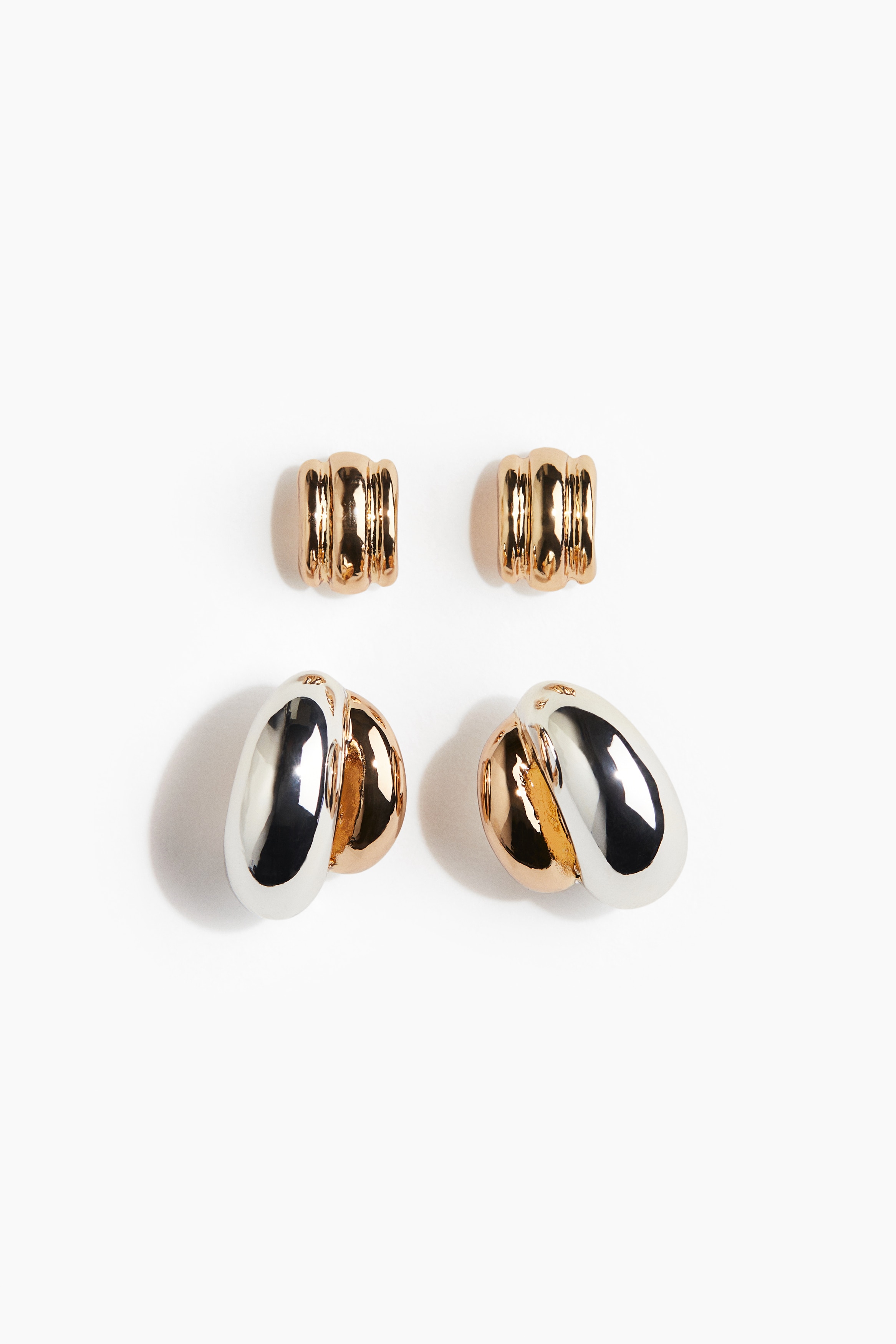 2 pairs Earrings - Gold colour