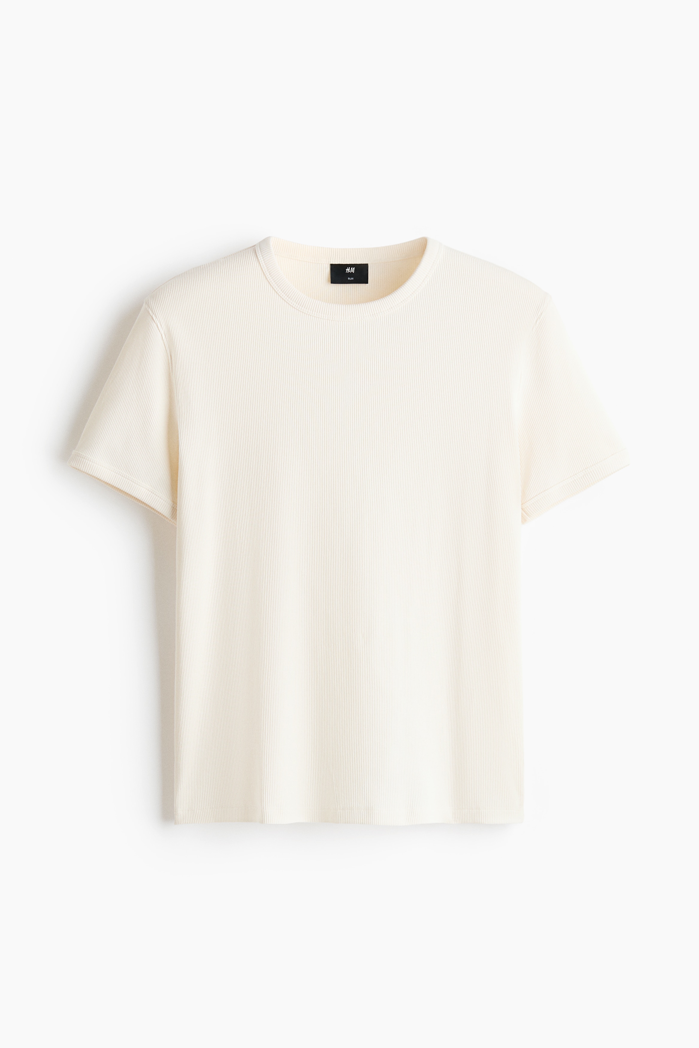 Slim Fit Ribbed T-shirt - Cream/Burgundy/Dark brown/Navy blue