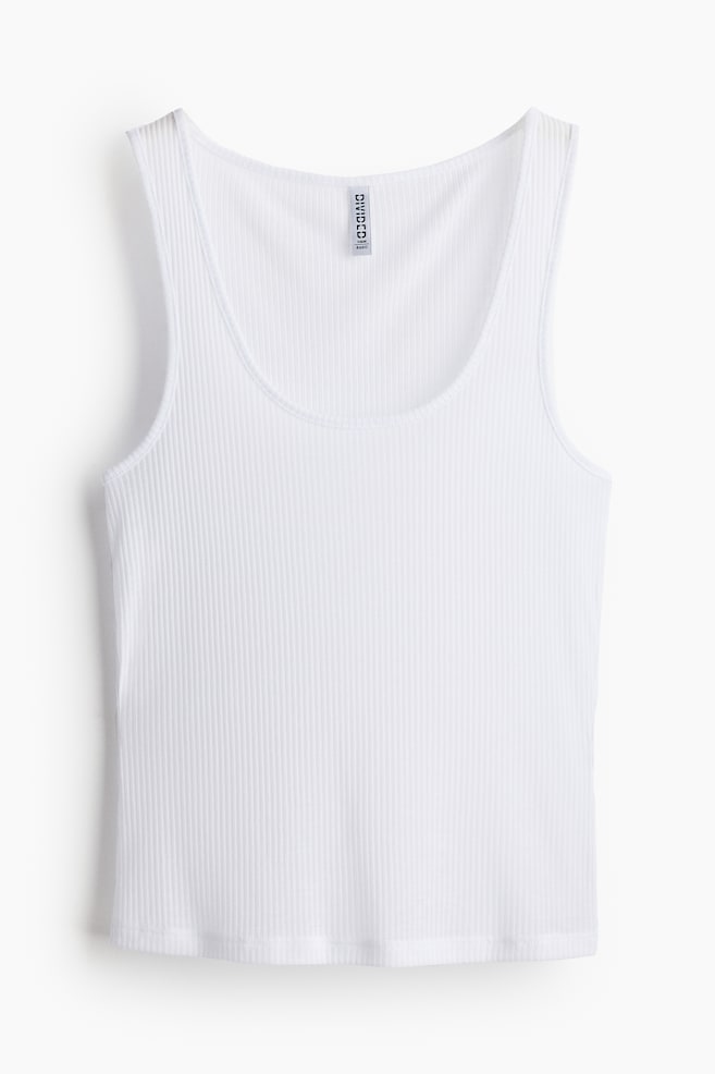 Licht transparante geribde tanktop - Wit - 1