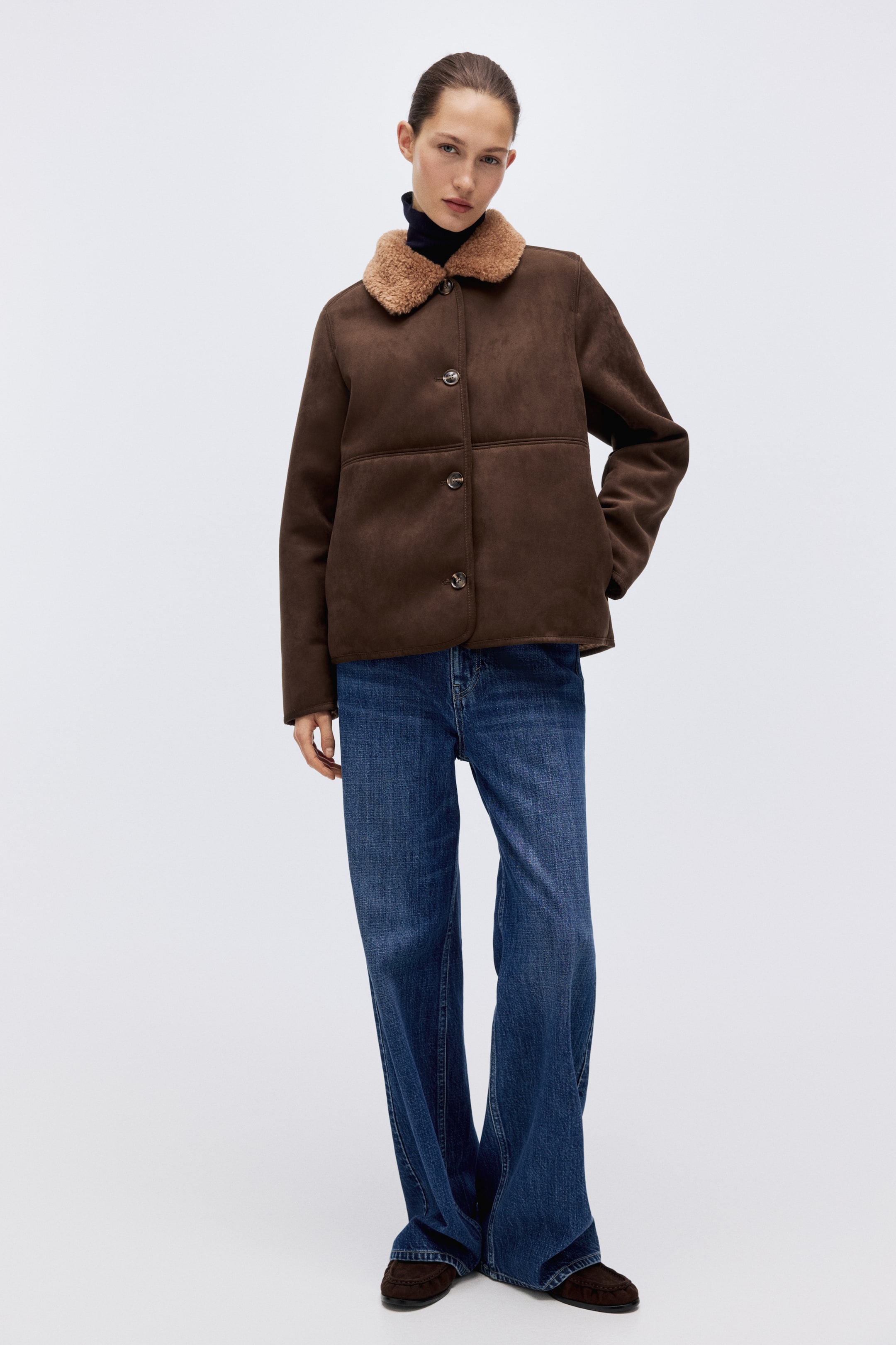 Женские куртки H&M Jacket with Teddy Fleece Collar — фото 5