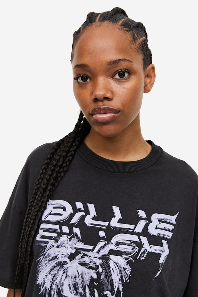 Oversized T-shirt med tryk - Sort/Billie Eilish - 6