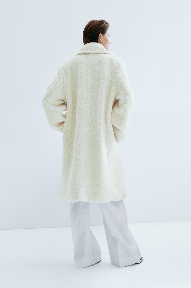 Manteau en tissu peluche - Blanc/Beige foncé - 4