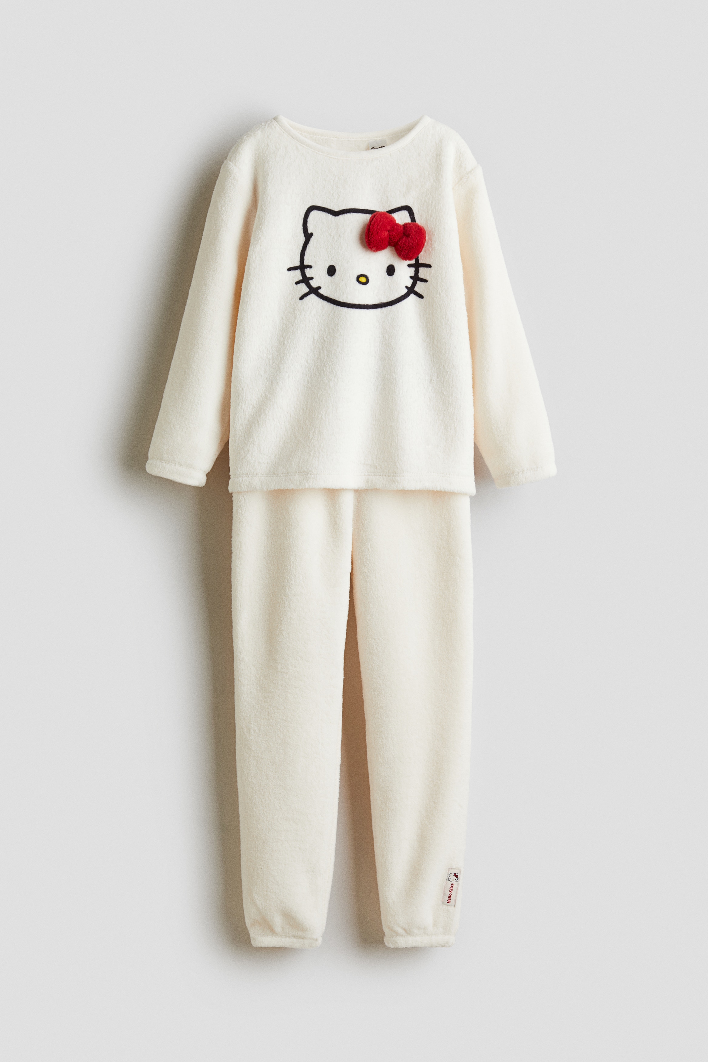 Flicka - Crèmevit/Hello Kitty Pyjamas i velour med tryck - Size: 110/116 (4-6Y)  - H&M