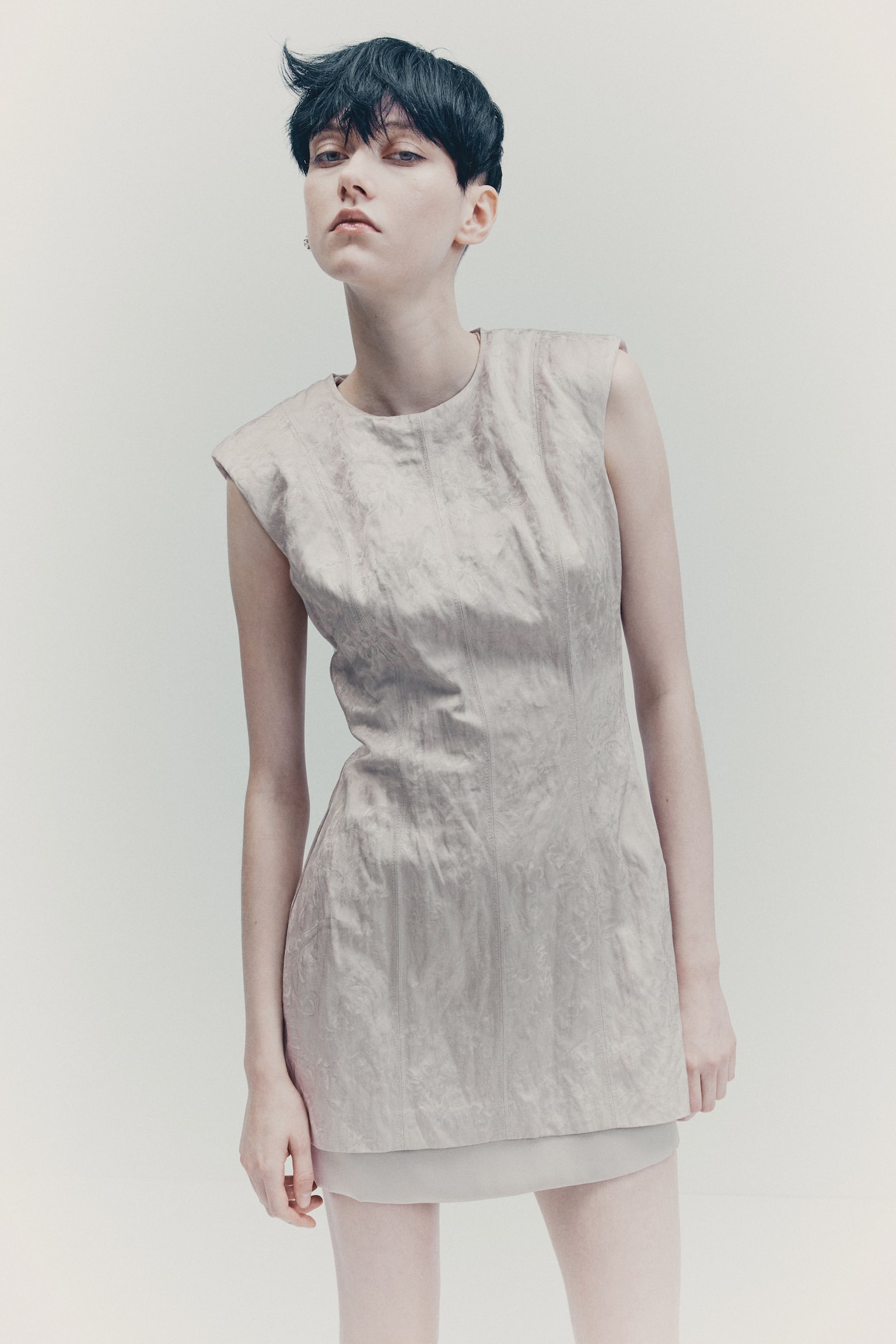 Jacquard-weave dress - Light greige - 5