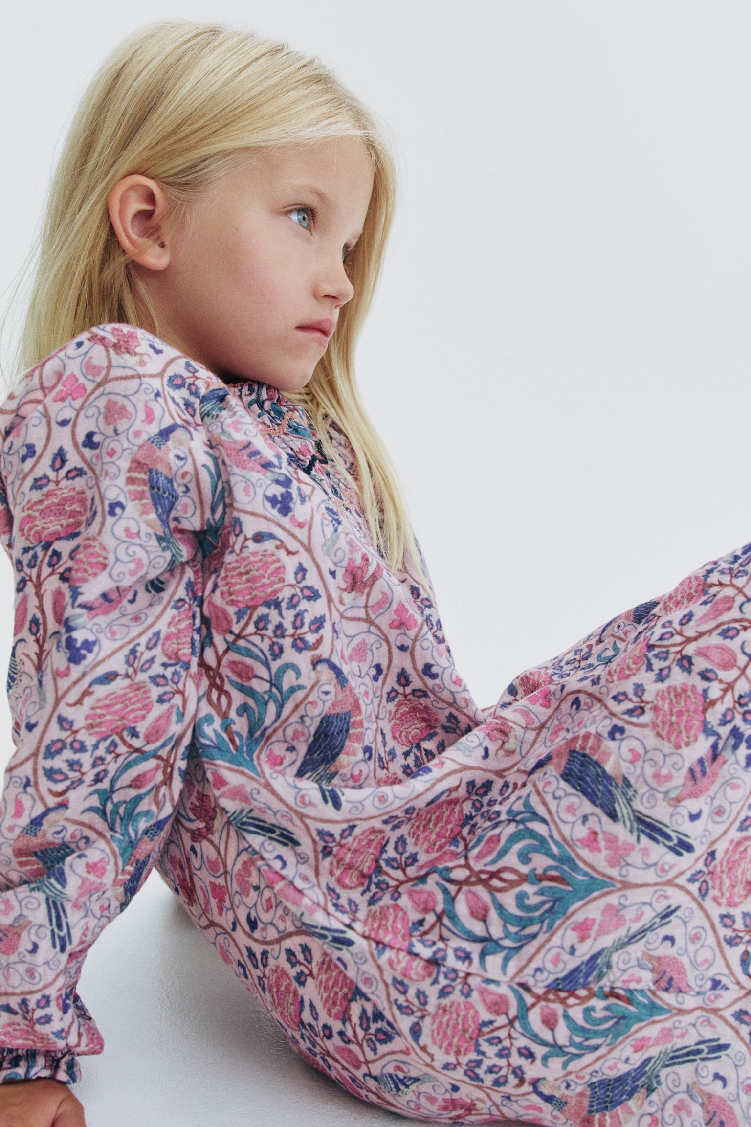 Детское платье H&M Patterned Muslin, цвет: Пыльный розовый — фото 4