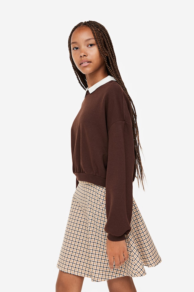 2-piece sweatshirt and skirt set - Dark brown/Checked/Dark blue/New York/Light pink/Black - 2