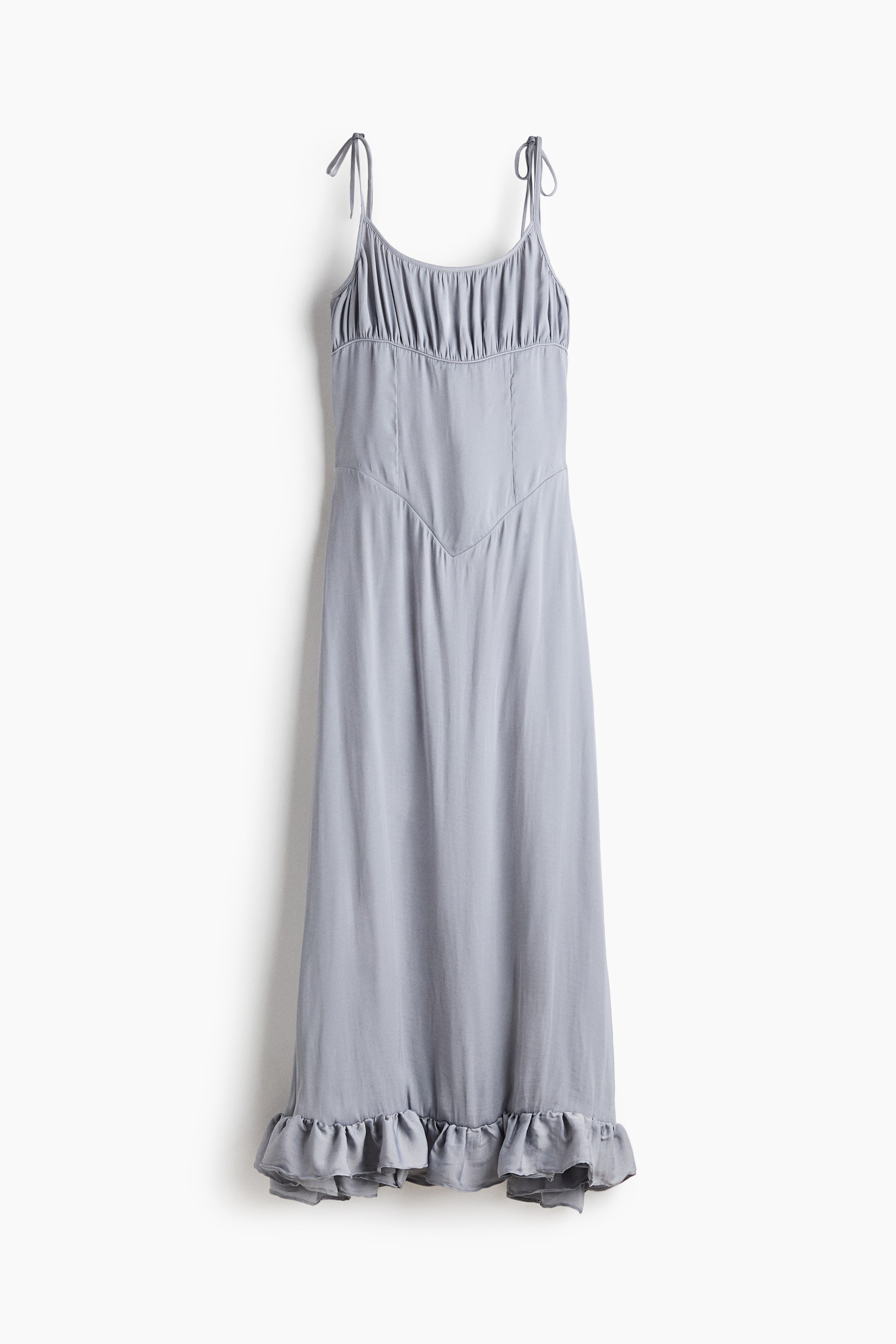 Ruffle-Trimmed Dress with Tie Shoulder Straps