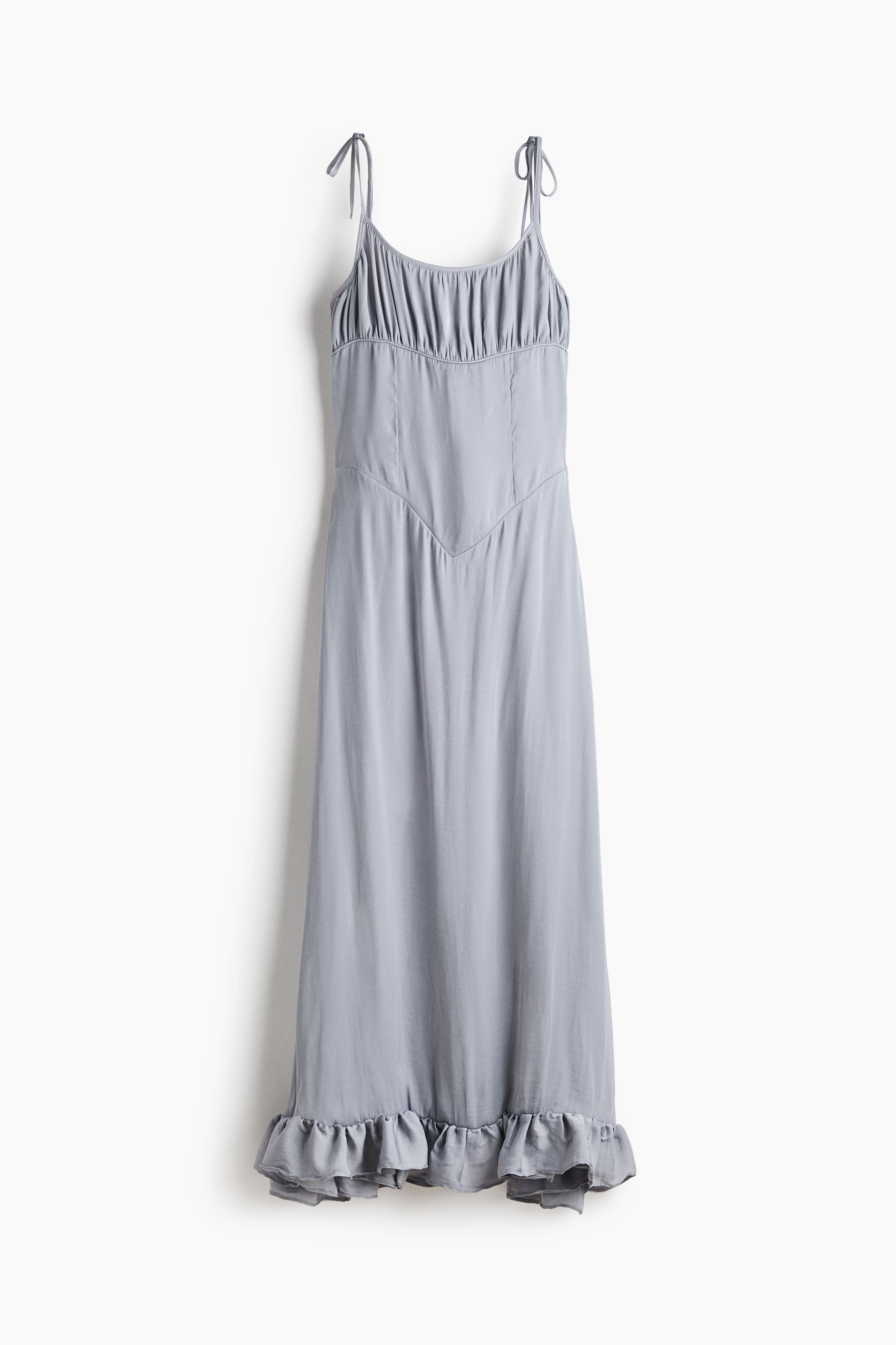 Ruffle-Trimmed Dress with Tie Shoulder Straps