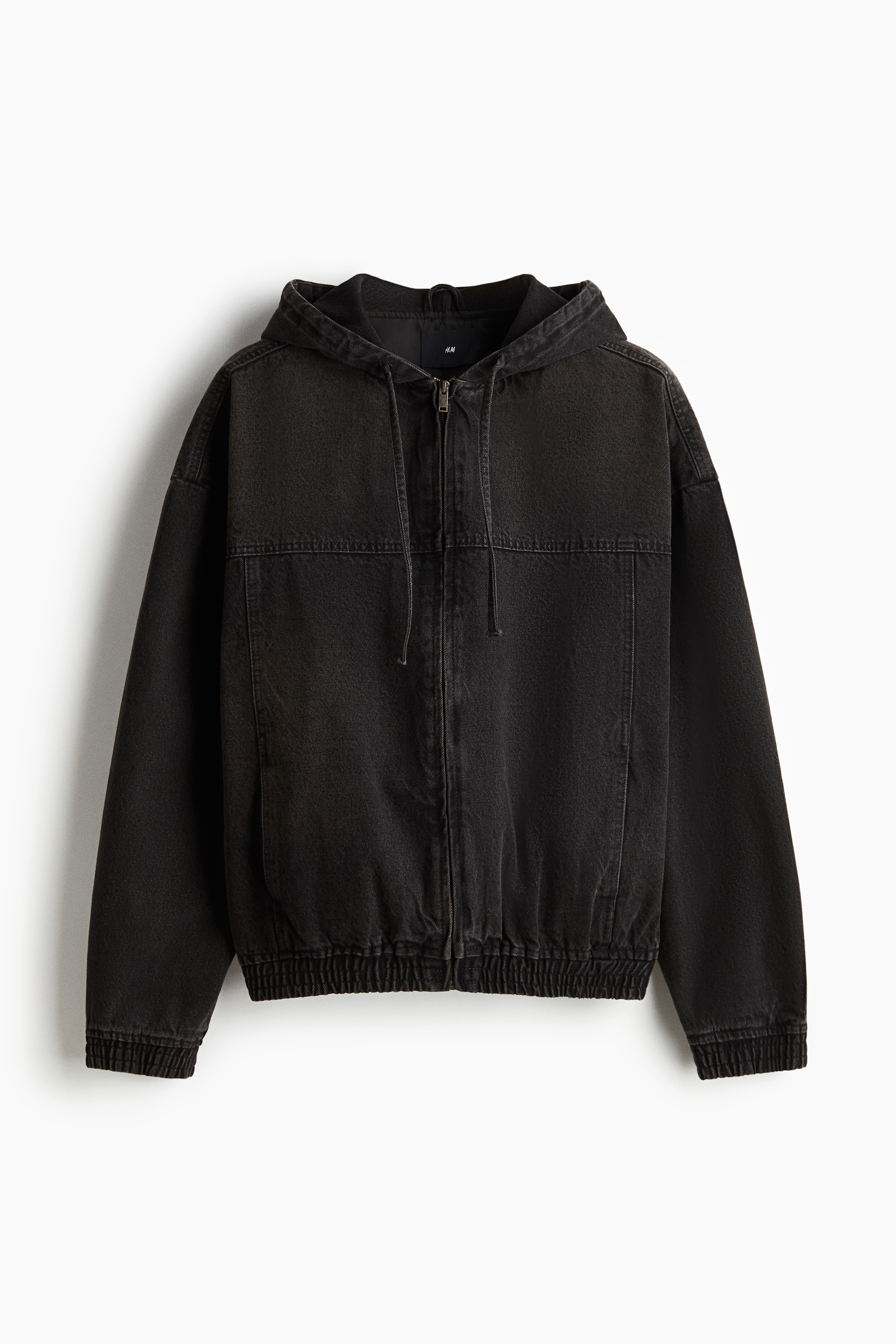 Loose-Fit Hooded Denim Jacket - Black