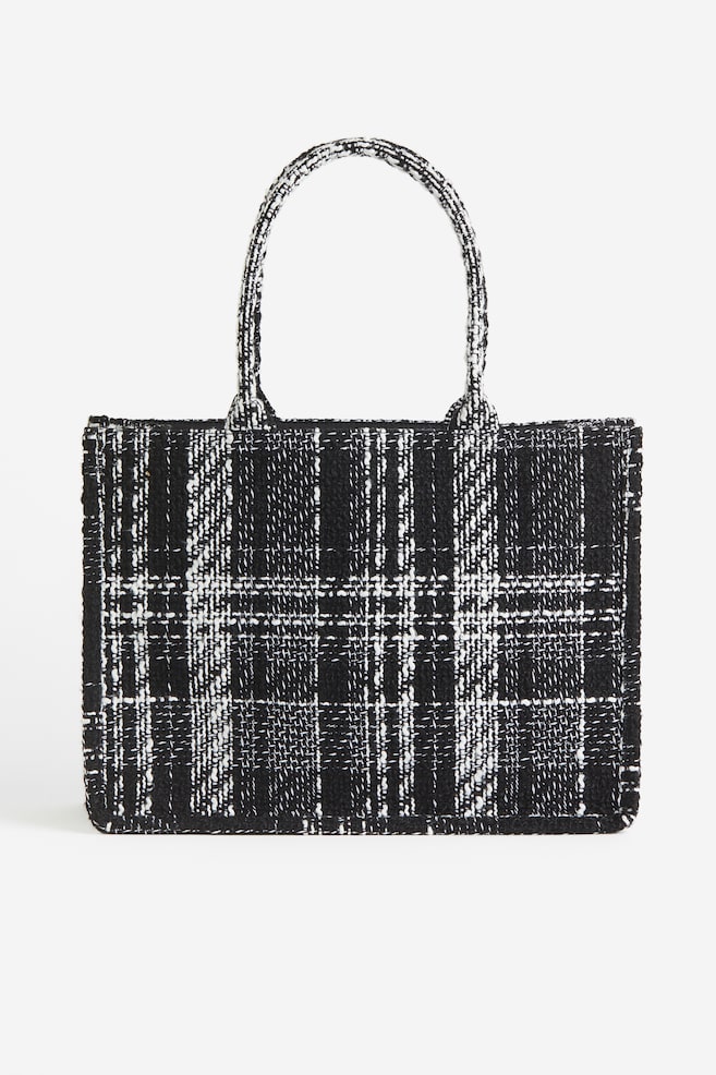 Textured-weave shopper - Black/Checked - 1