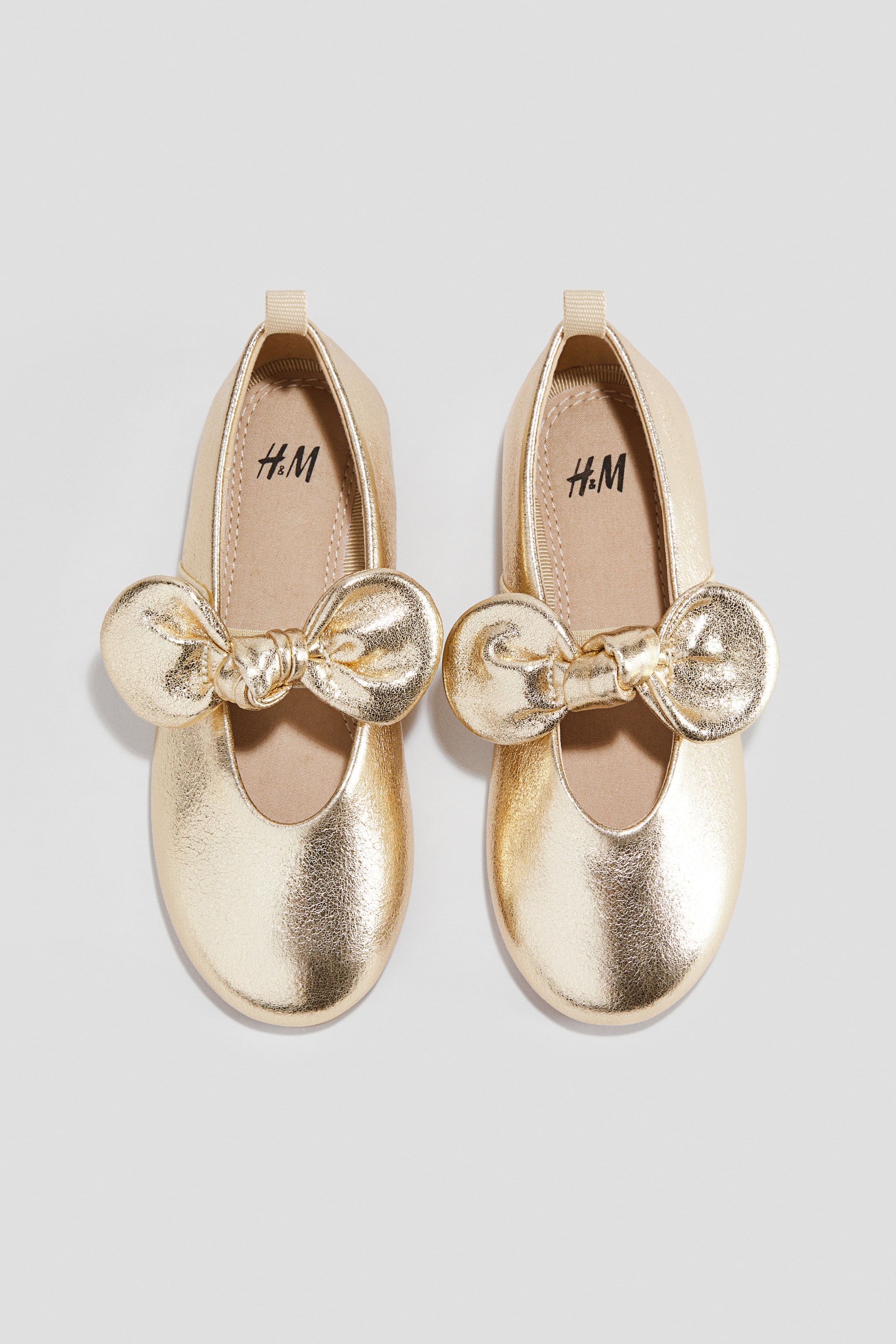拡大画像を表示: リボンディテールバレエシューズ - ゴールドカラー - Kids | H&M JP 1