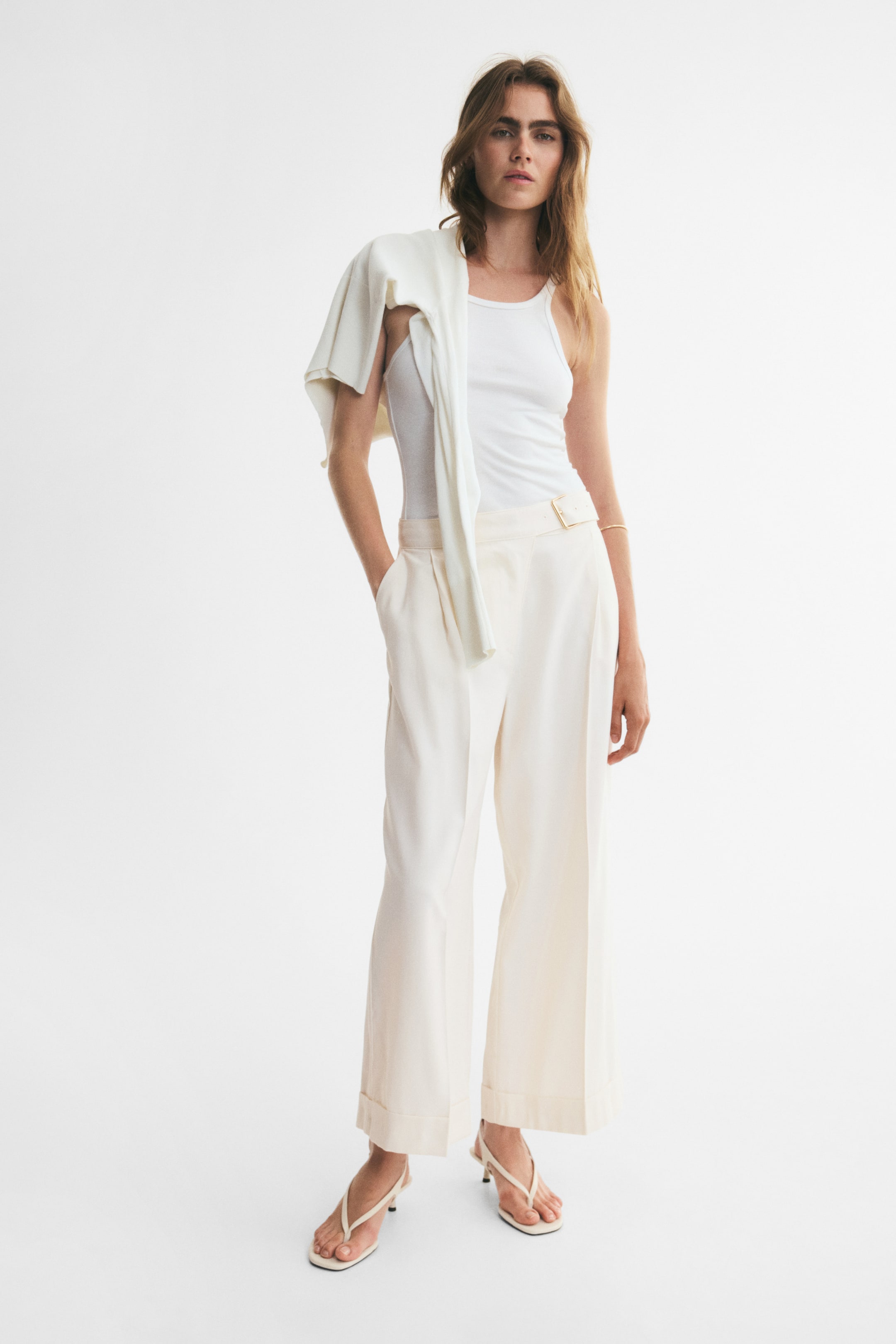 Straight-Leg Pants with Belt