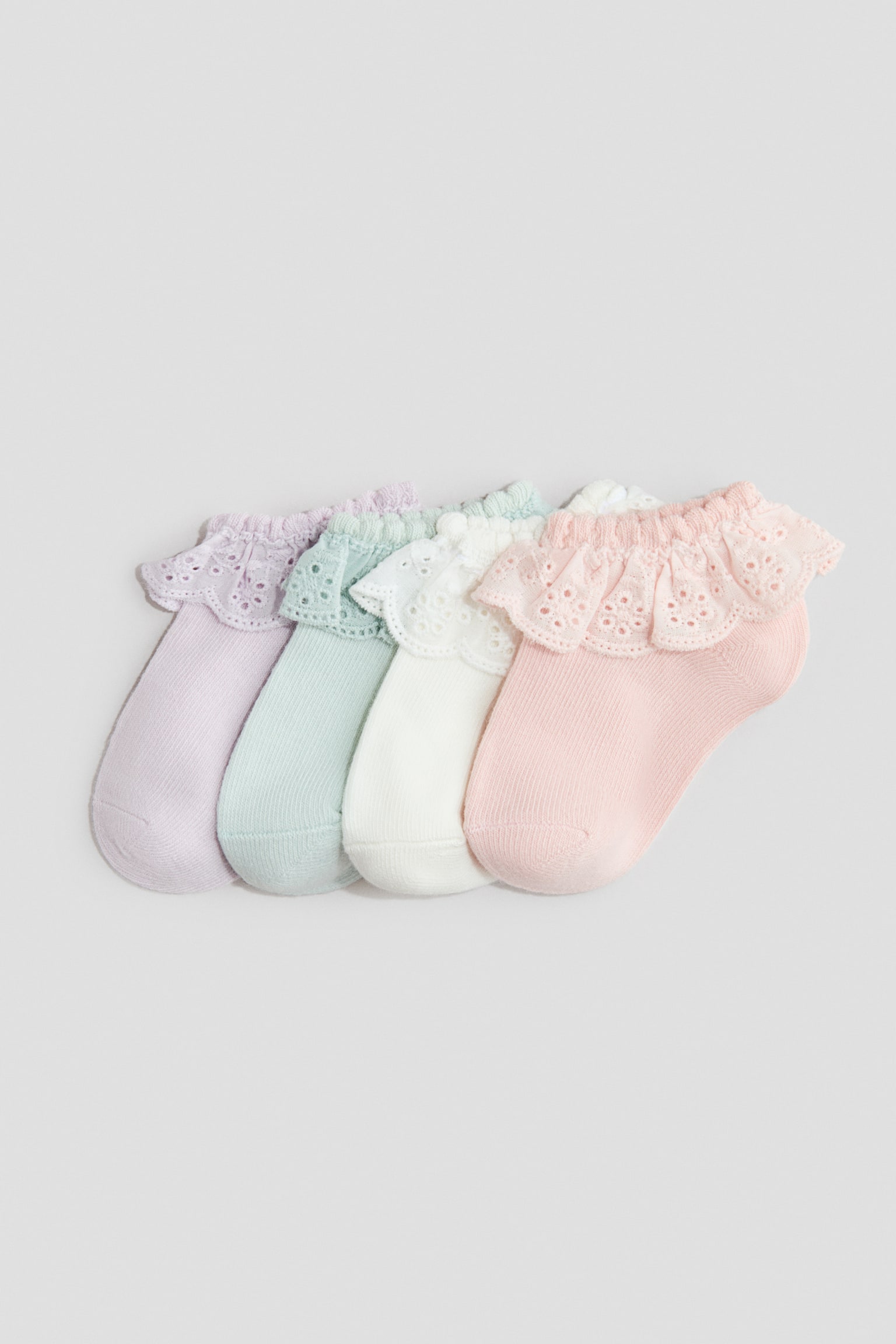 4-pack shaftless socks - Pink/Light purple/Pink/Beige/Light pink/White/Beige/White/Light blue/Pink/Light purple/Beige/White/Dusty pink/White - 1