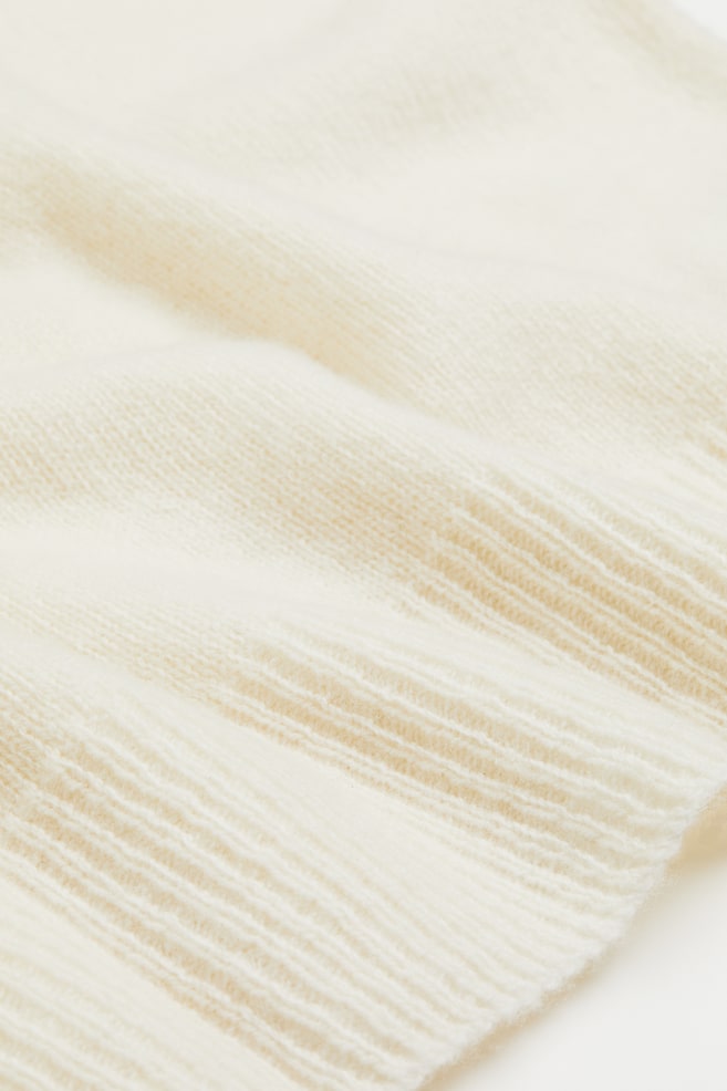 Fine-knit cashmere-blend poncho - Cream/Black - 2