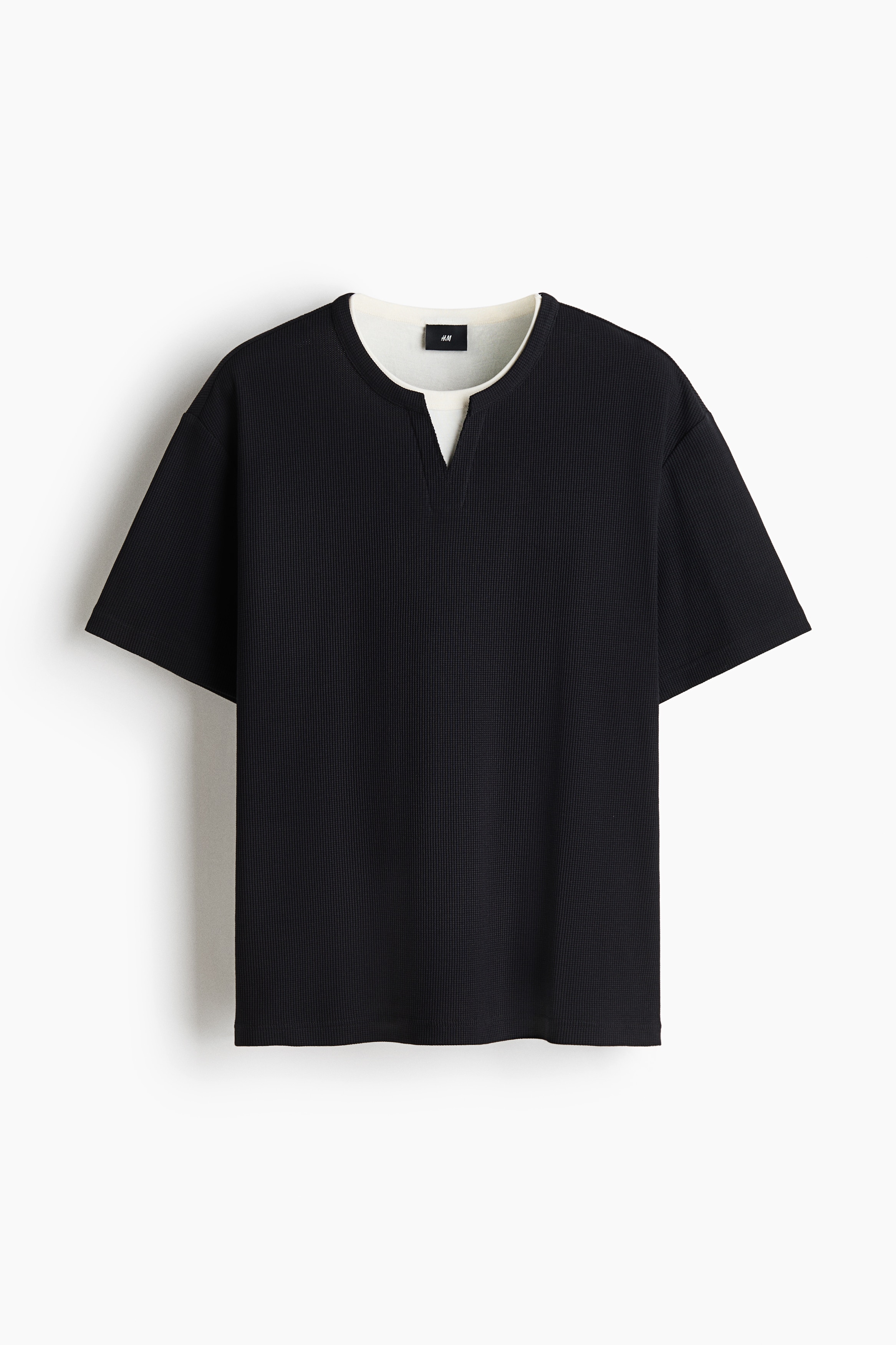 Loose Fit Layered T-shirt - Black/Light grey marl/White/Light yellow/White