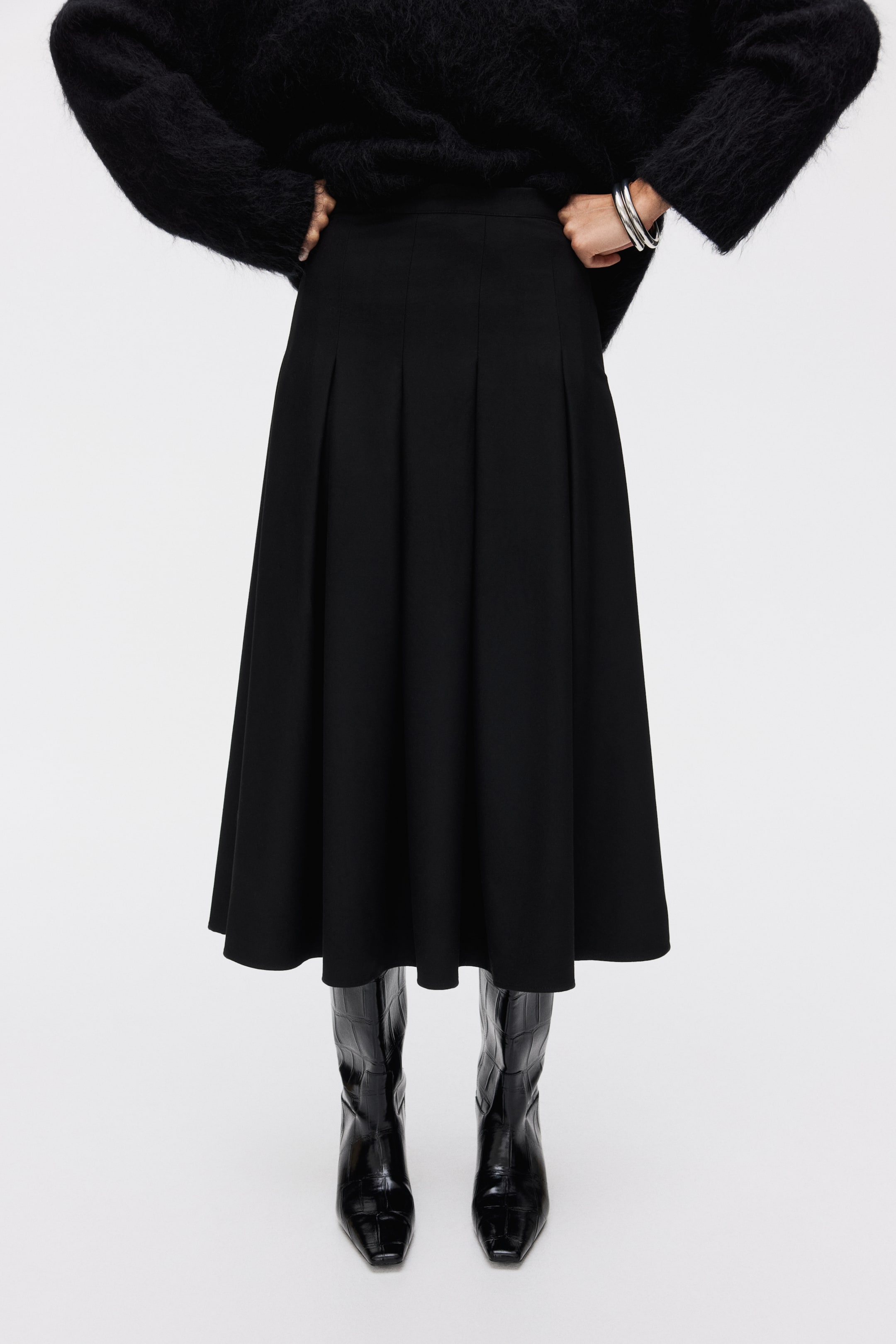 查看大圖: 百褶中長裙 - 黑色 - Ladies | H&M 2