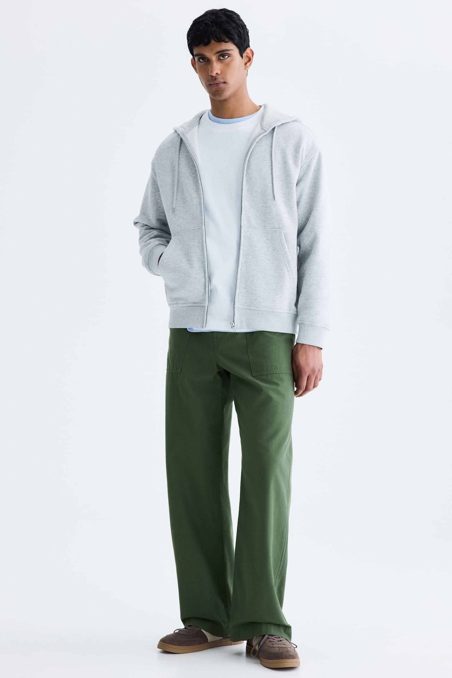 Relaxed-Fit Twill Pants - Green/Black/White - 1