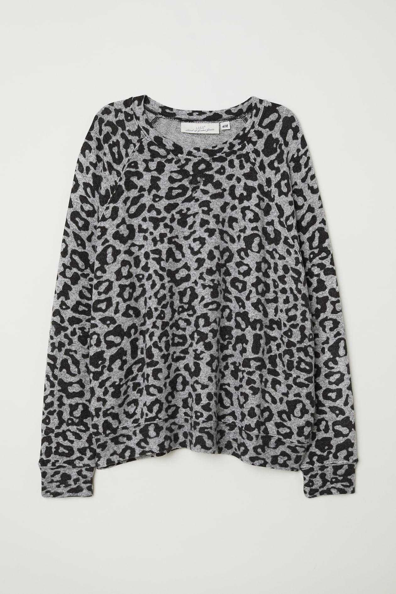 Fine-knit jumper Grey/Leopard print Ladies H&M GB