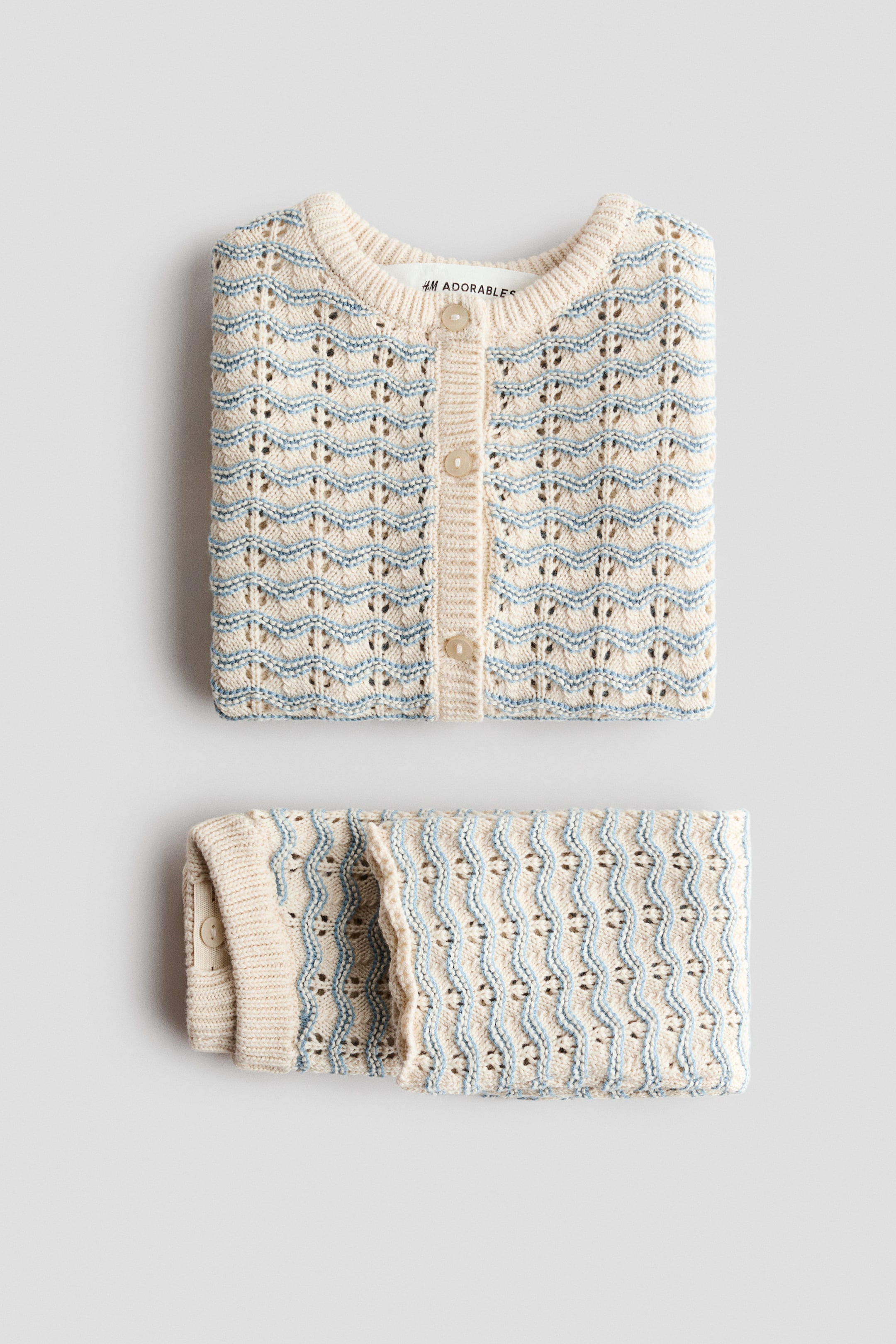 Agrandir l'image: Ensemble 2 pièces en pointelle de coton - Beige clair/rayures bleues - ENFANT | H&M BE 6