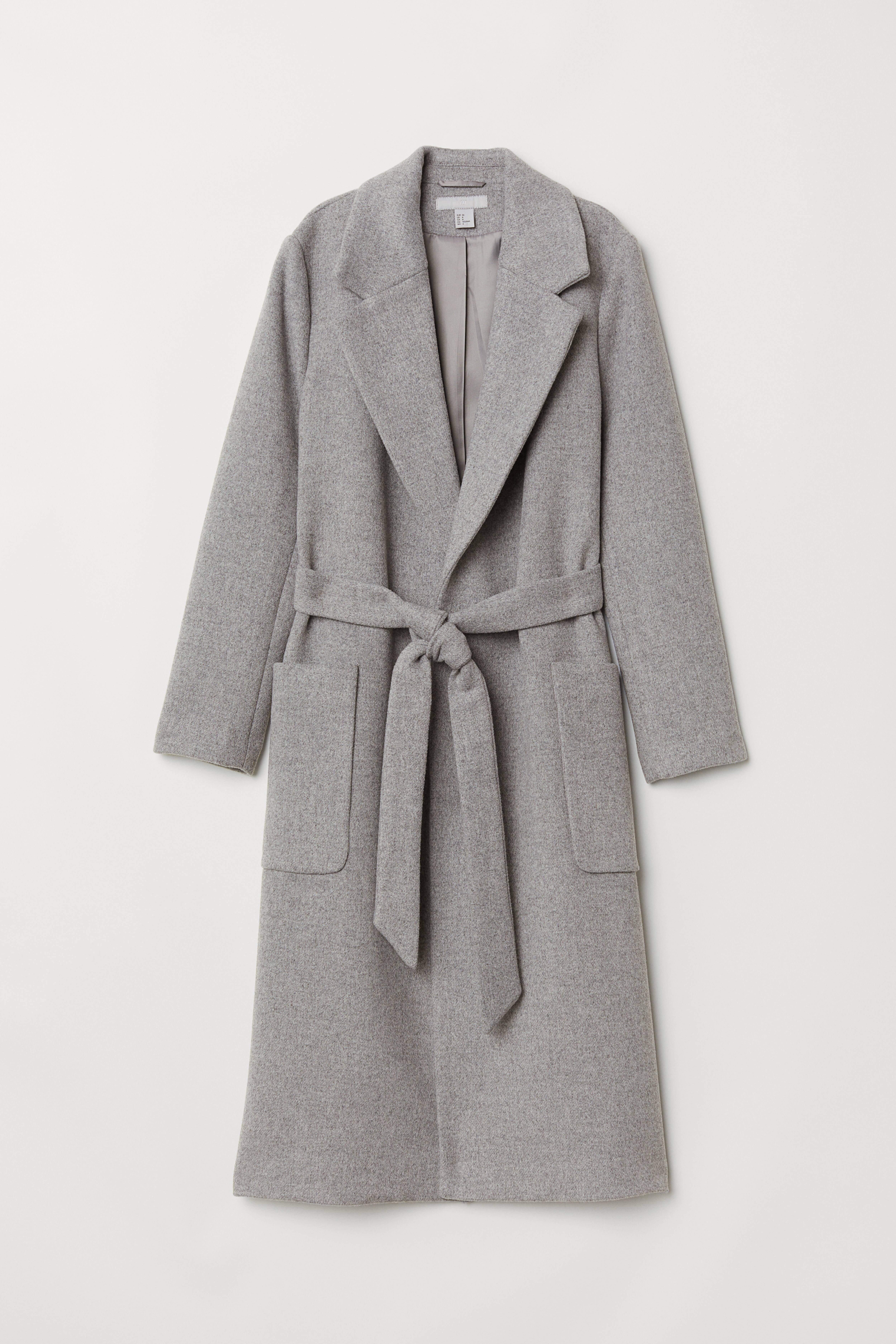 Coat with Tie Belt - Long sleeve - Light gray - Ladies | H&M US