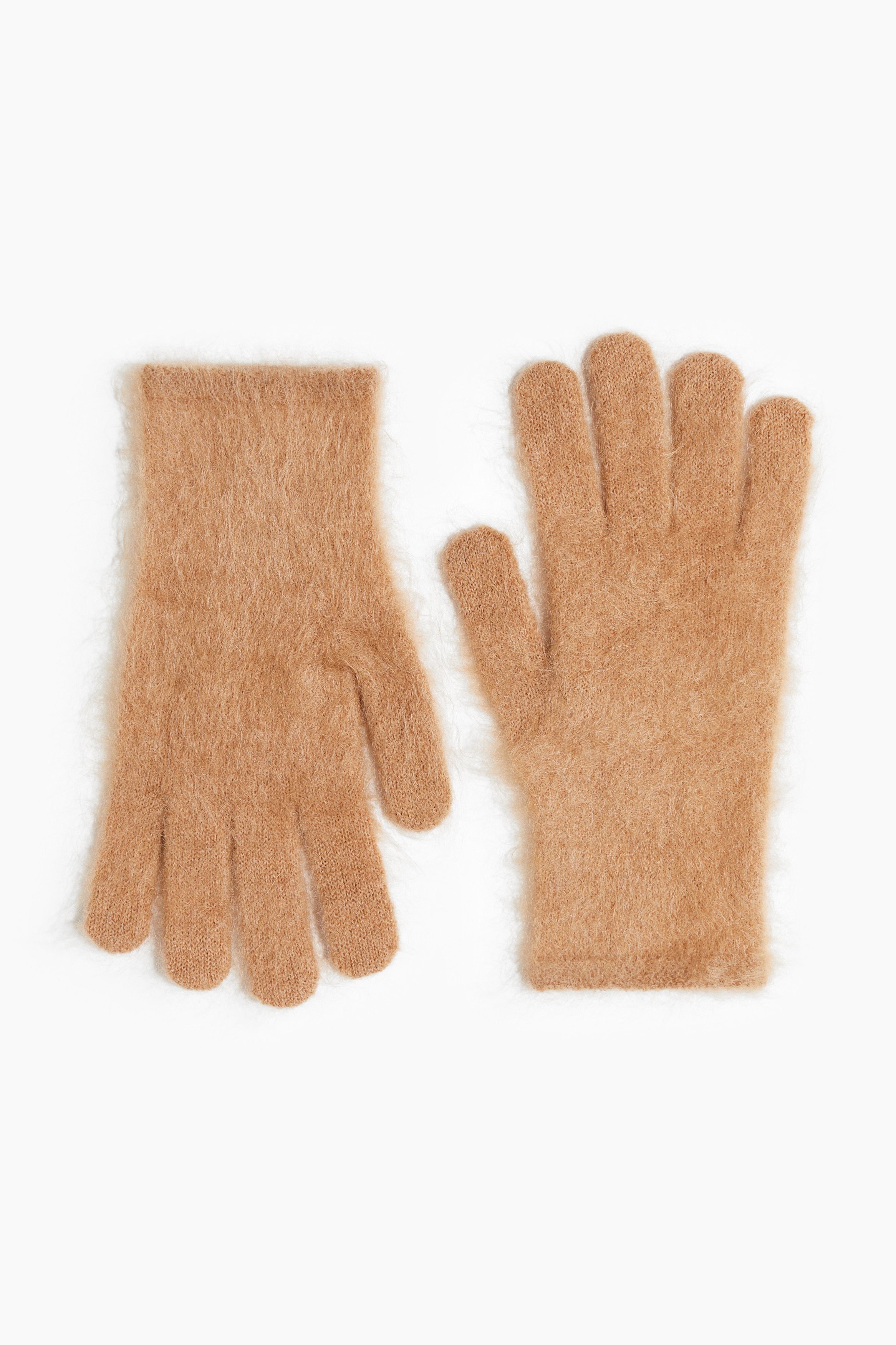 Handschoenen van mohairmix - Donkerbeige/Donkerbruin