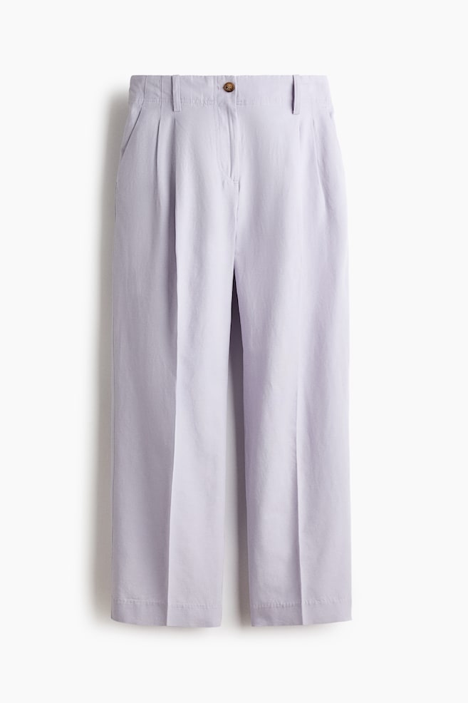 Linen-blend trousers - Light purple/Yellow - 1