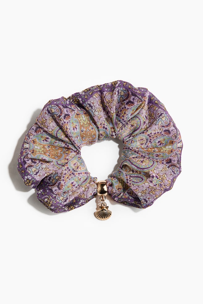 Charm-Detail Scrunchie - Purple/paisley - 1