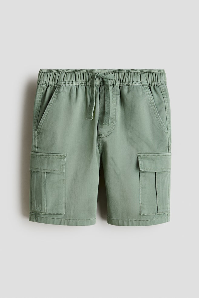 Cotton cargo shorts - Khaki green/Brown - 1