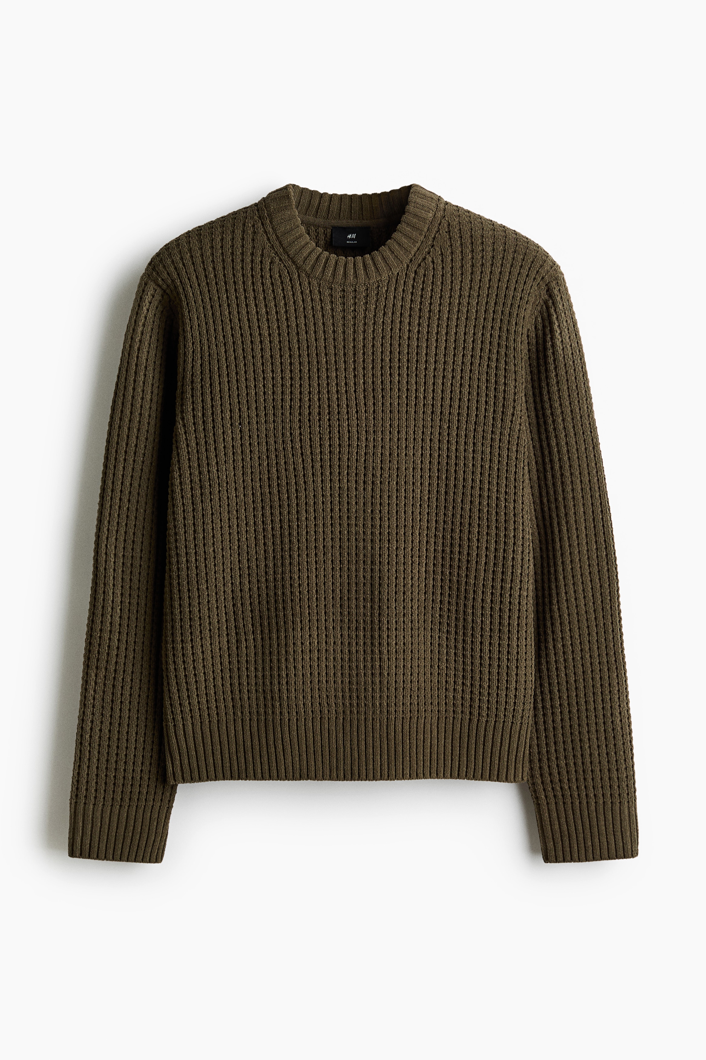 Regular Fit Jumper - Khaki green/Dark blue/Cream