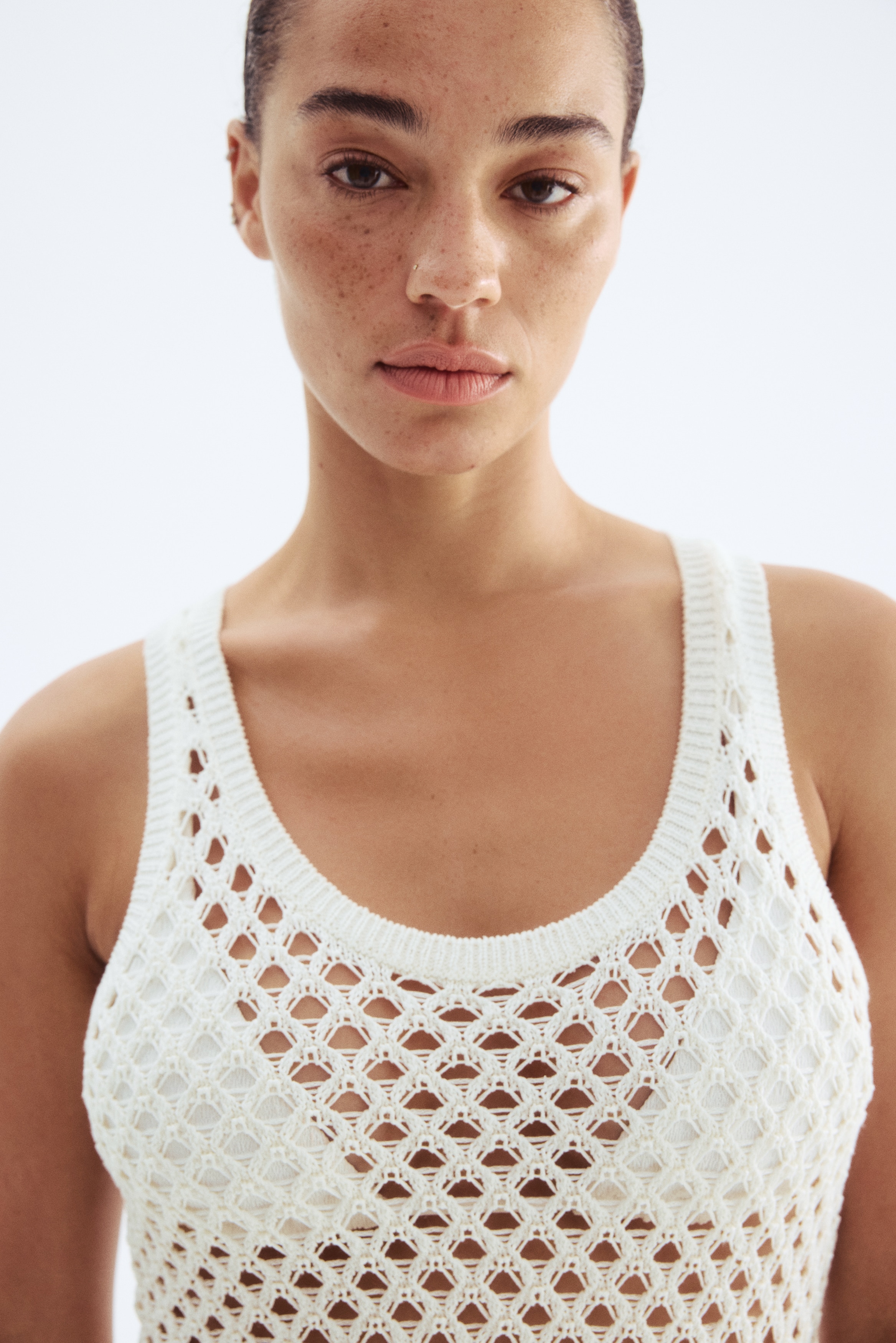 Crochet-look dress