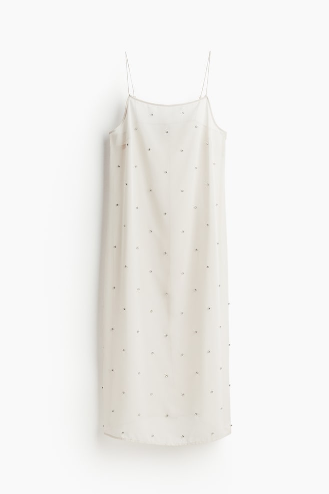 Vestido lencero transparente con detalles - Beige claro - 1