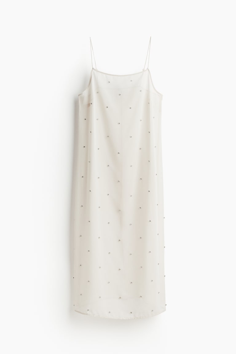 Women's Light beige Sheer Embellished Slip Dress | H&M US Women's Light beige Sheer Embellished Slip Dress | H&M US