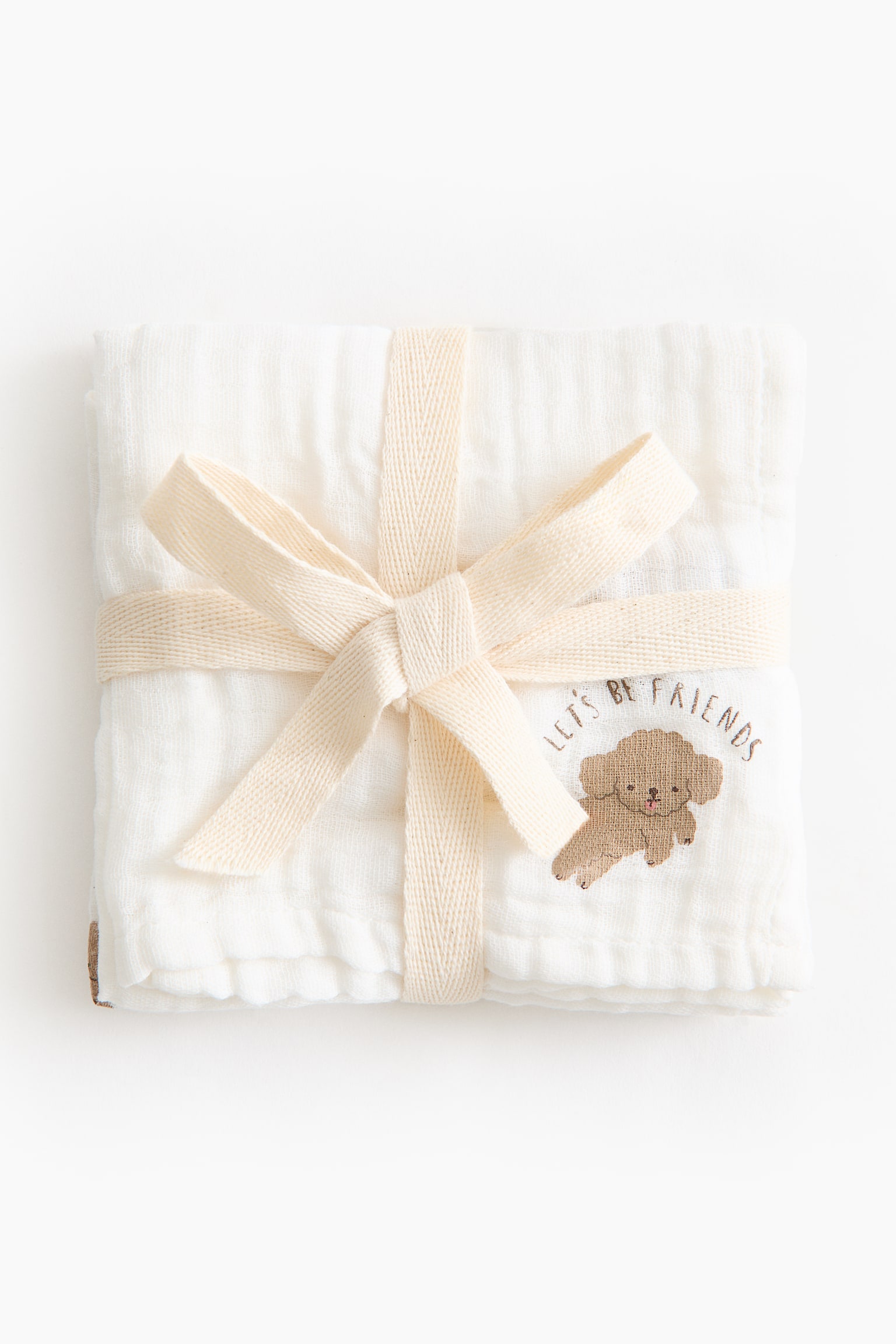 Набір із 2 муслінових серветок - Білий/собаки/Білий/квітчастий/Білий/ведмедики/Білий/зірки/Білий/сердечка/Білий/конюшина - 3