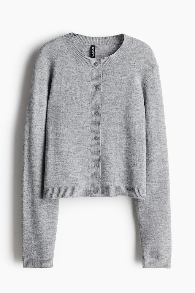 Cárdigan de punto fino - Gris jaspeado/Beige jaspeado - 1