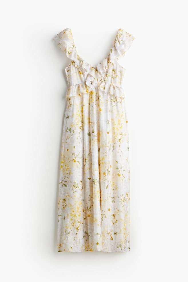 Robe midi à volants - Blanc/fleuri - 1