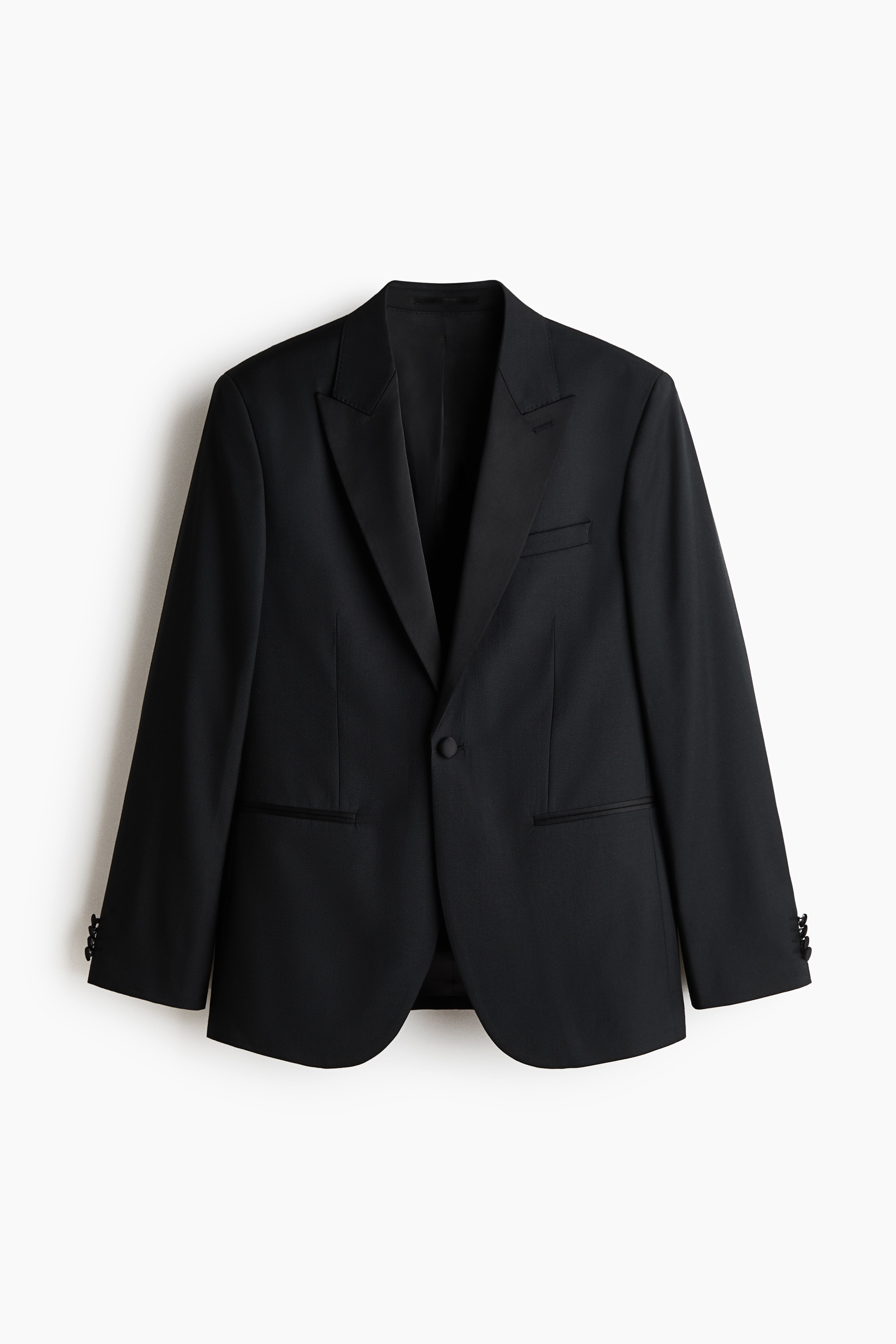 Casaco de smoking em mistura de lã Regular Fit - Preto