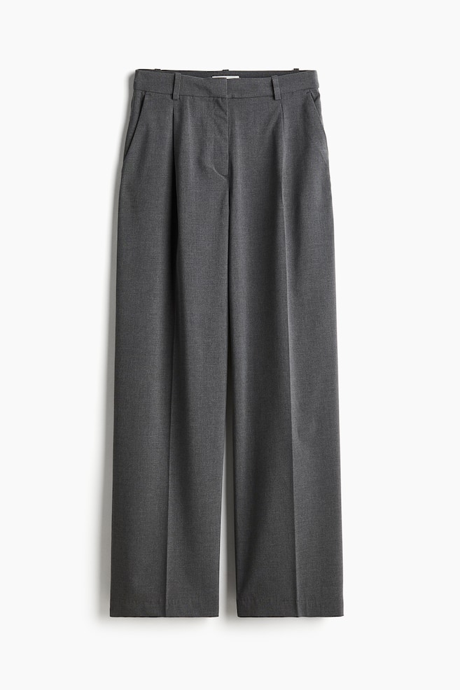 Wide-leg Pants - Gray melange - 1