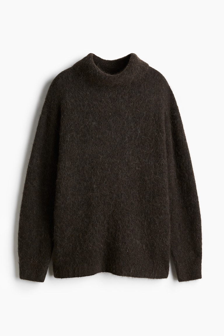 Alpaca-blend turtleneck jumper Dark brown Ladies H&M GB