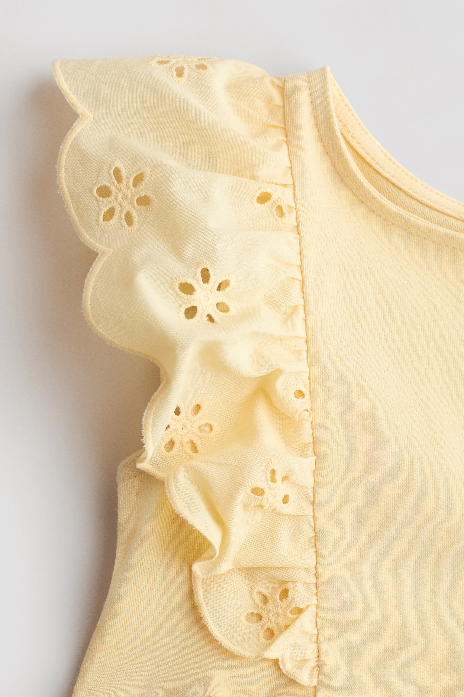Flounce-trimmed cotton dress - Yellow/Light blue/Striped/Navy blue/Light pink/Cream - 2