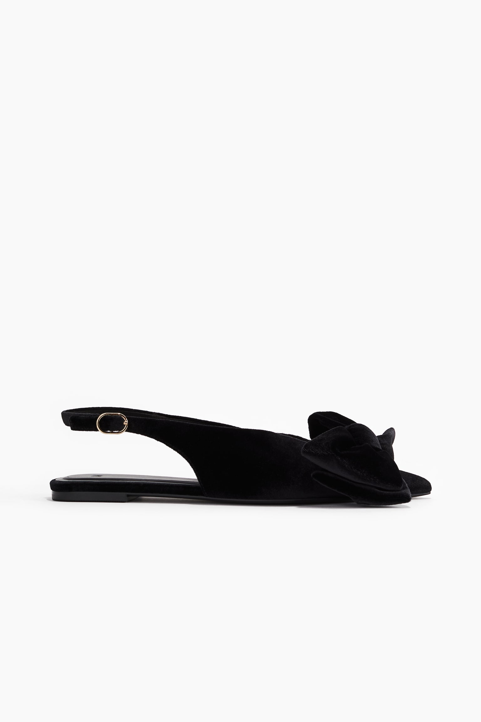 Bow-Detail Velour Slingbacks - Black - 2