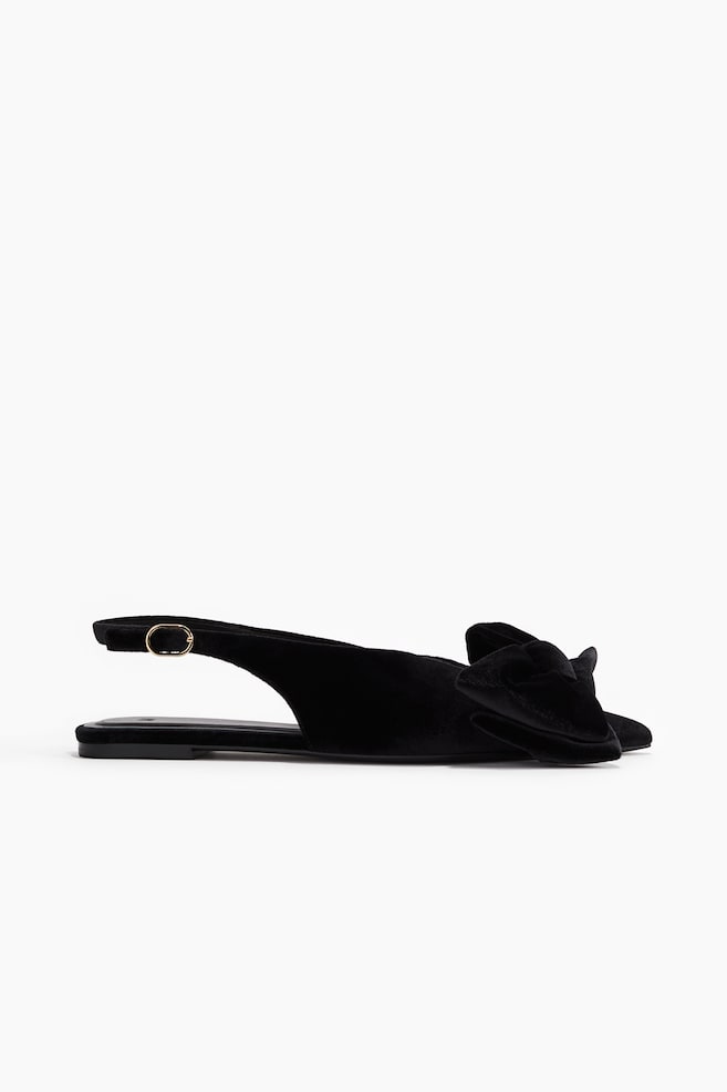 Bow-detail velour slingbacks - Black - 1