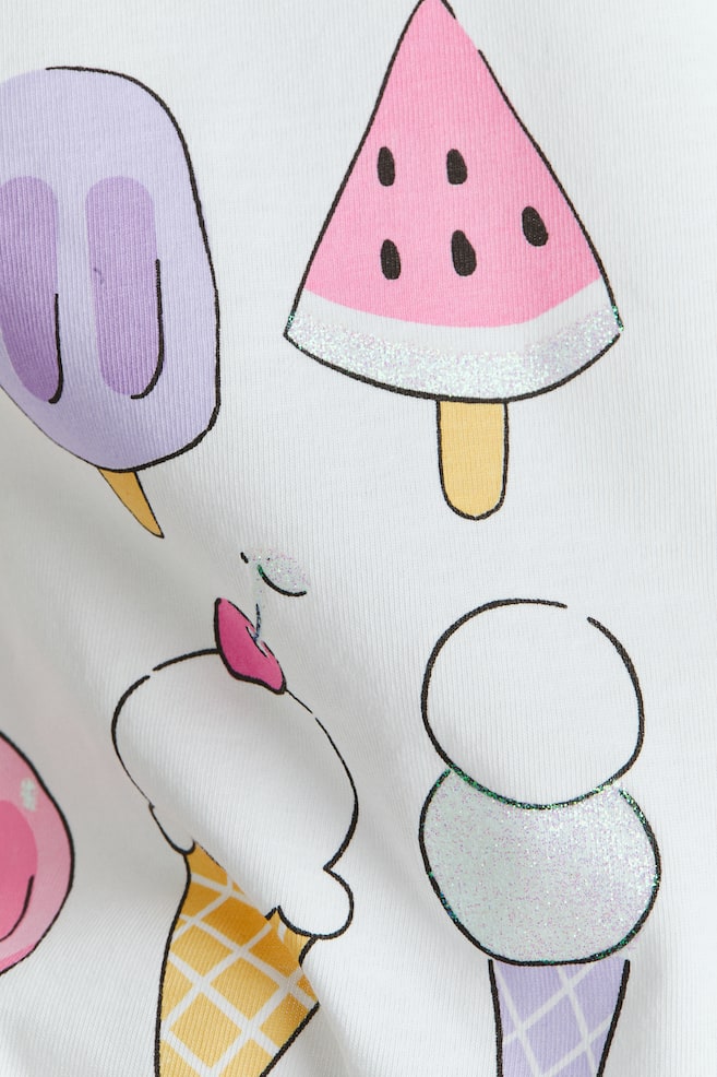 Printed T-shirt-White/Ice cream - 2