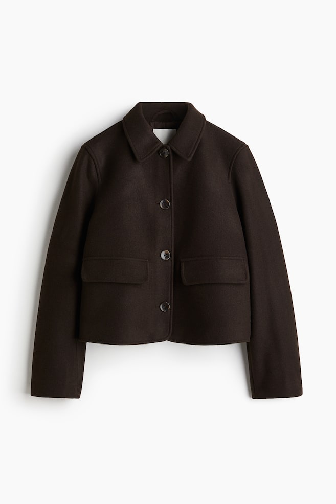 Collared jacket - Dark brown/Beige/Dark grey - 1