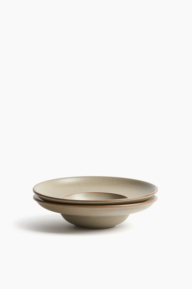2-pack small reactive-glaze deep plates - Beige/Light beige/Black - 1